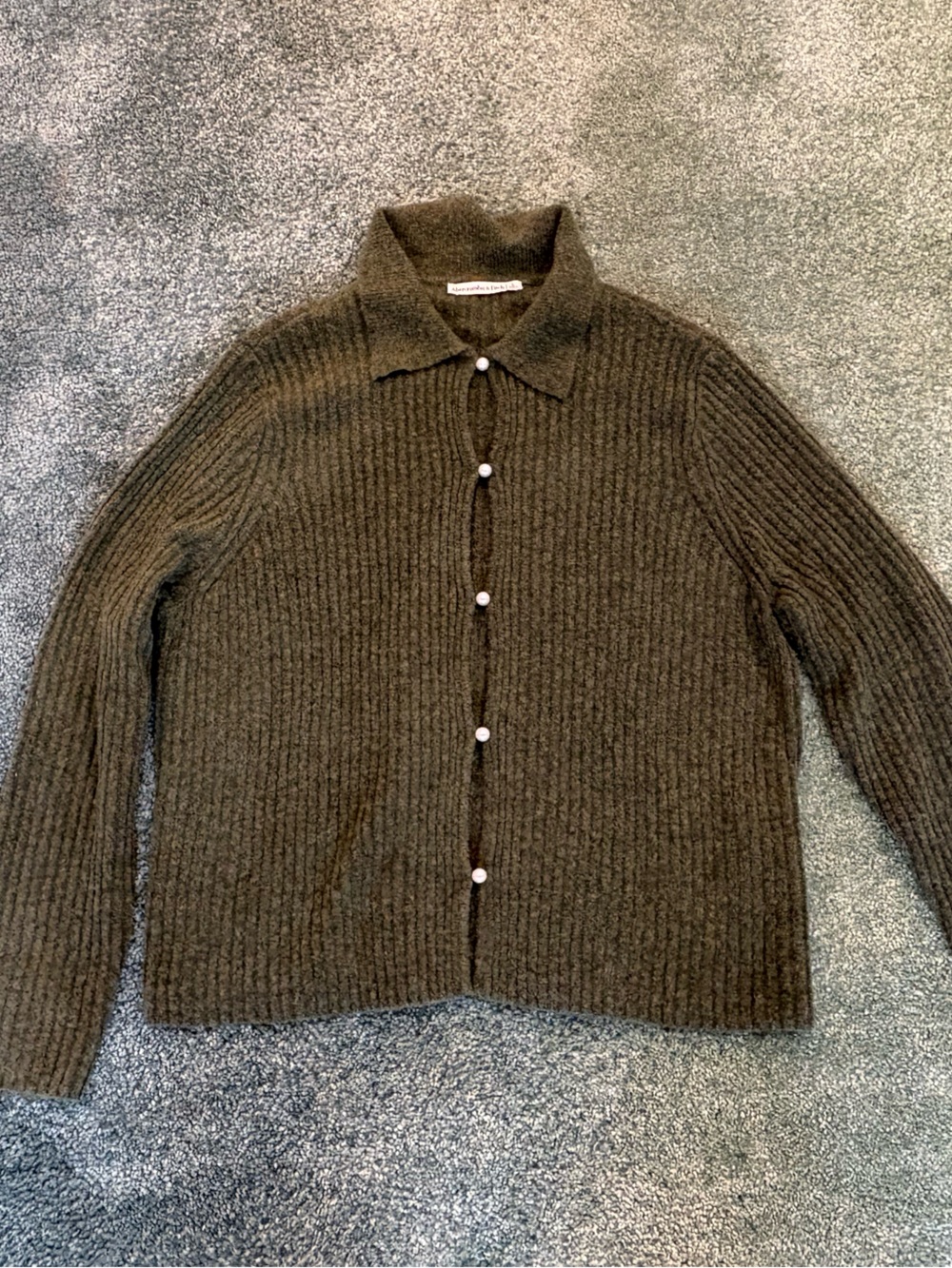 Abercrombie & Fitch Olive Green Ribbed Button Cardigan